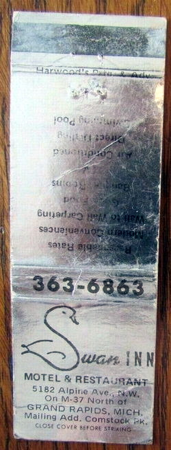 Swan Inn Motel & Restaurant - Matchbook